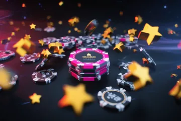 Vòng roulette phát sáng với chip đổ xuống, tượng trưng cho các trò chơi live và instant win trên TR88.